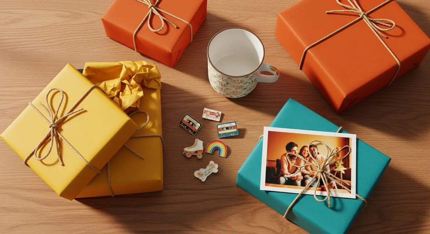 Whatutalkingboutwillis gift guide featuring retro-style wrapped presents and nostalgic gift items